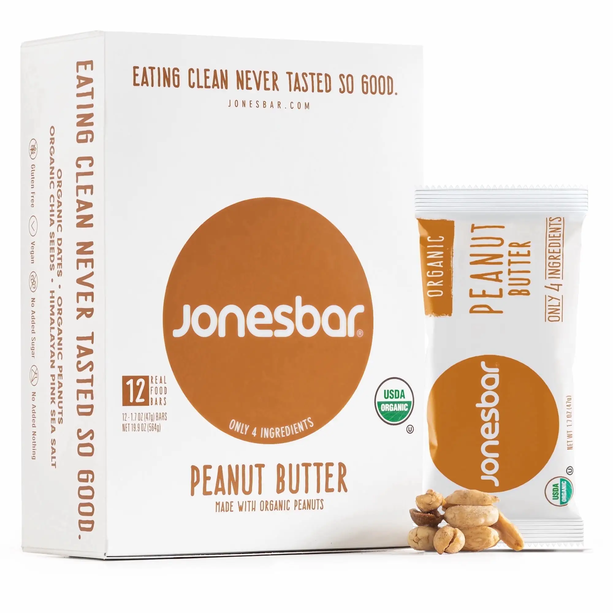 Jonesbar Organic Peanut Butter, 12ct